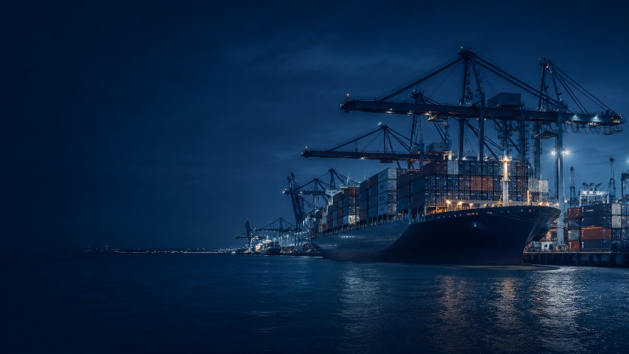 Sea and ocean freight — container vessel at port